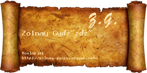 Zolnay Győző névjegykártya